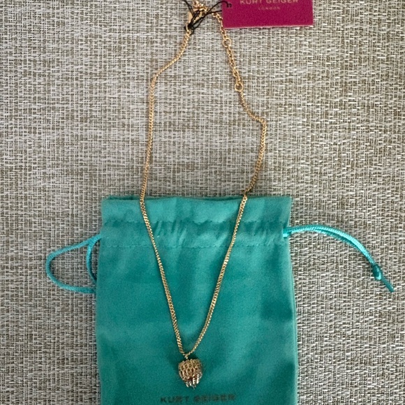 Kurt Geiger Gold Necklace with Teal Bag - Picture 2 of 5